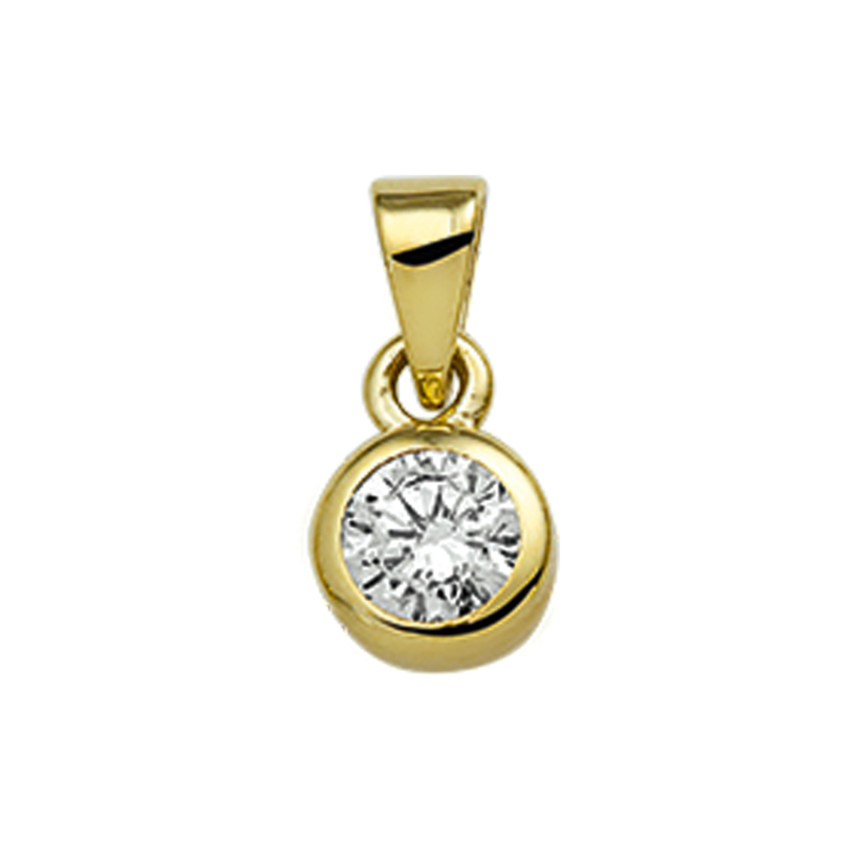 Gouden hanger fantasie 5.6mm zirk gladom zirkonia