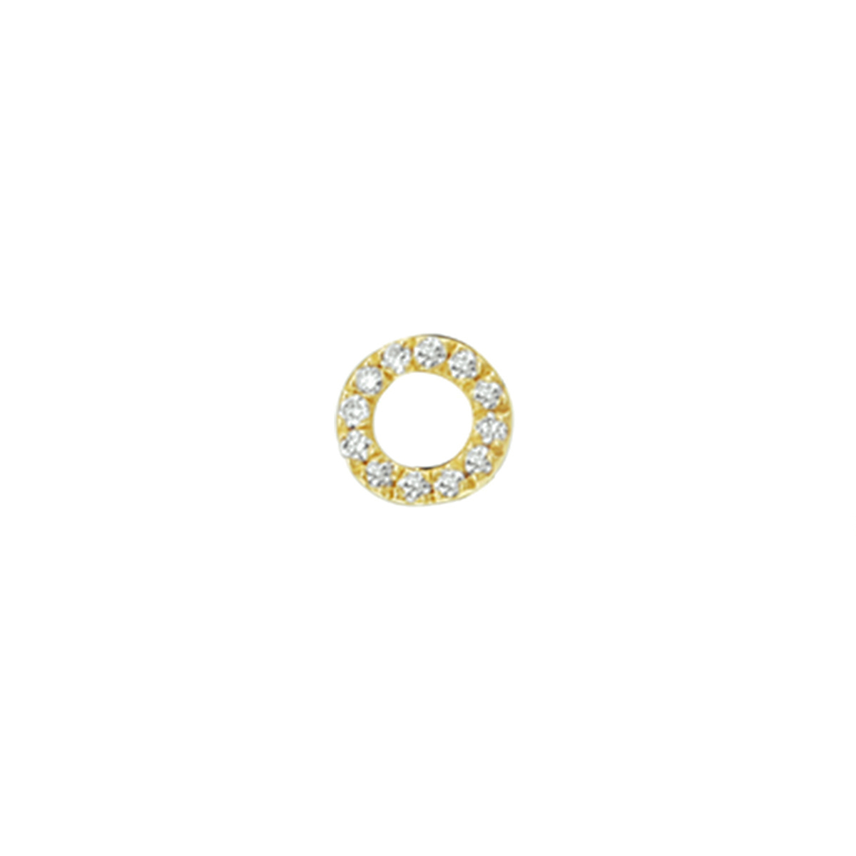 14k Geelgouden oorknop uitgevoerd met schitterende diamant. 