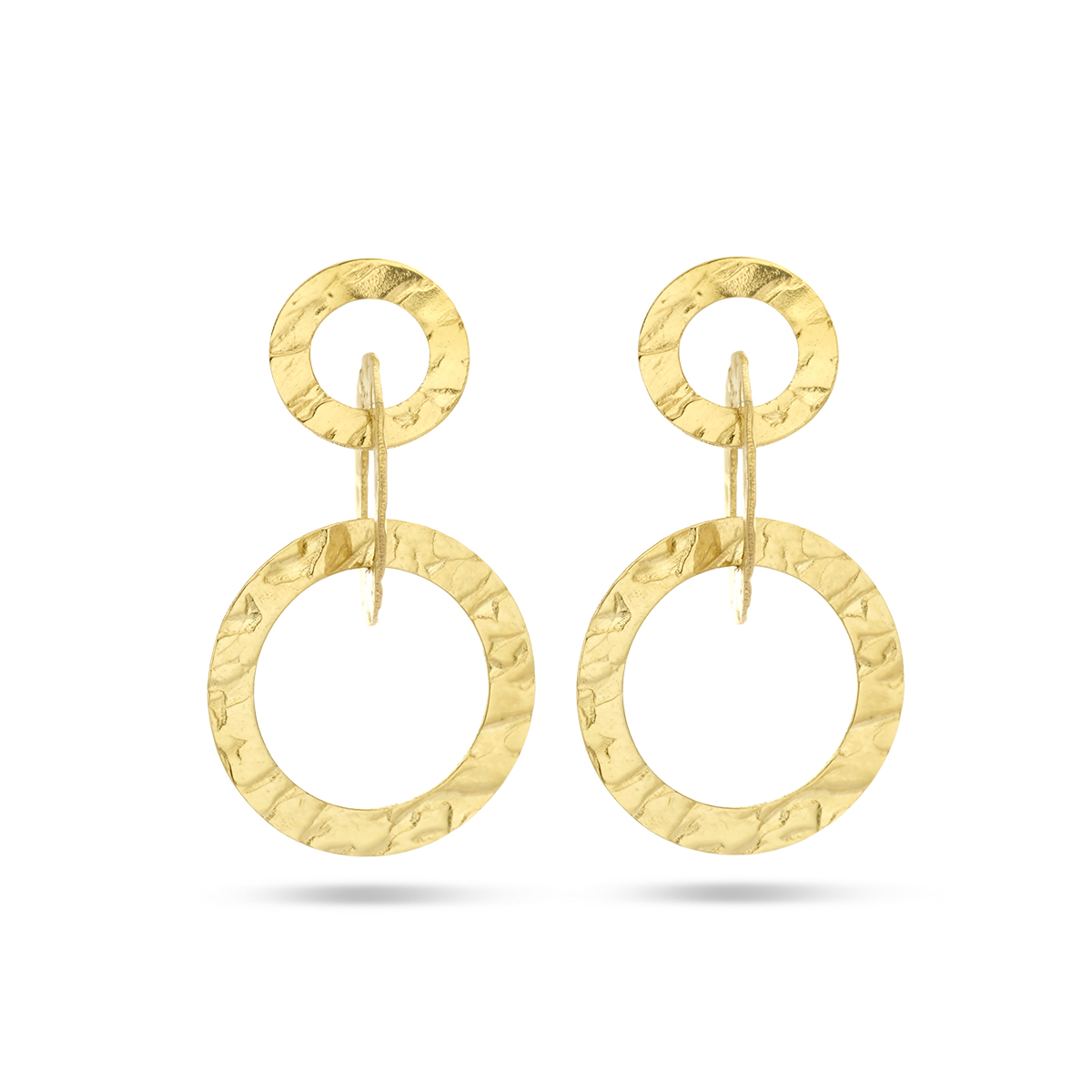 14k Geelgouden oorhangers met een totale hoogte van 18mm.