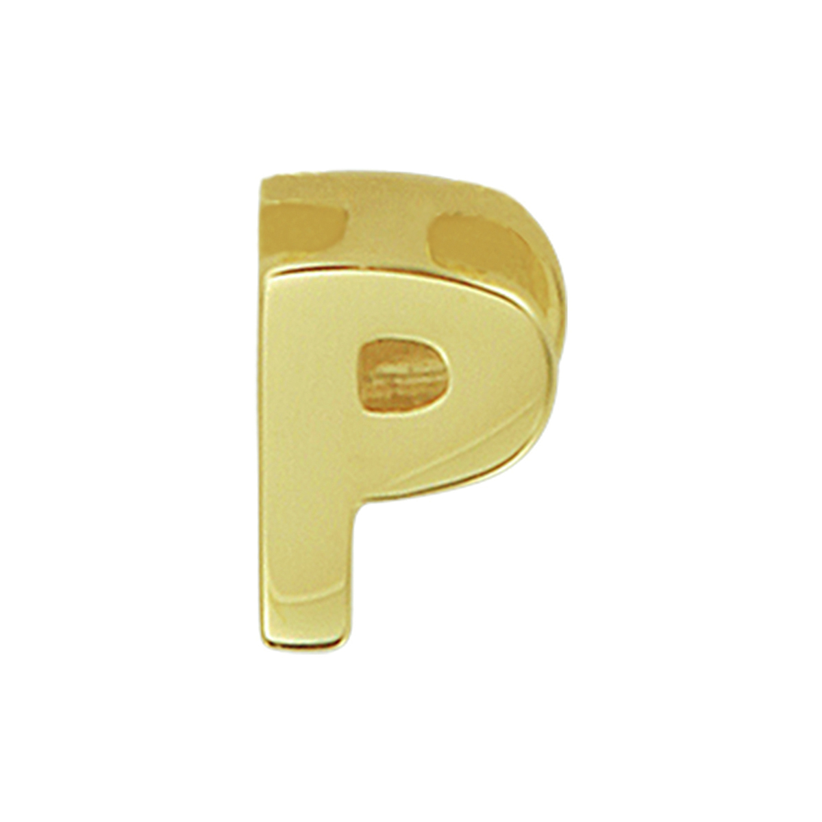 14k Geelgouden hanger uitgevoerd in de letter P. De hanger heeft een afmeting van 5.5x4.0mm.