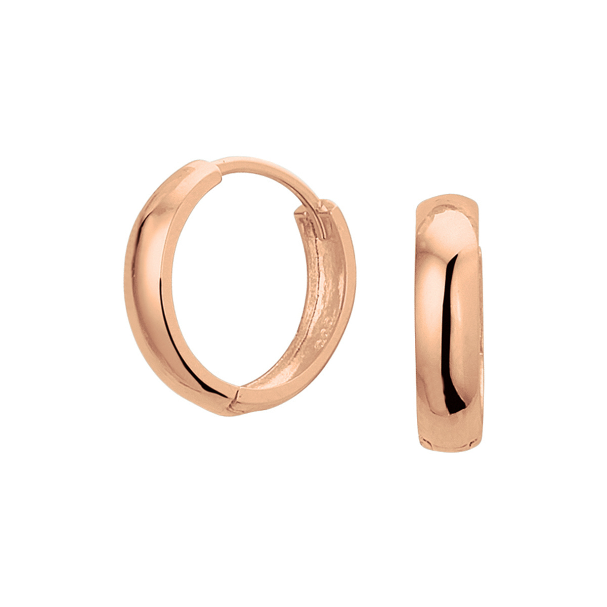 Klassieke rosegouden klapoorringen met een afmeting van 14x3.4mm uitgevoerd met een stevige scharnier sluiting. Door het simplistische design zijn deze klapoorringen perfect te combineren met andere sieraden uit onze collectie of vanuit je eigen sieraden stash.