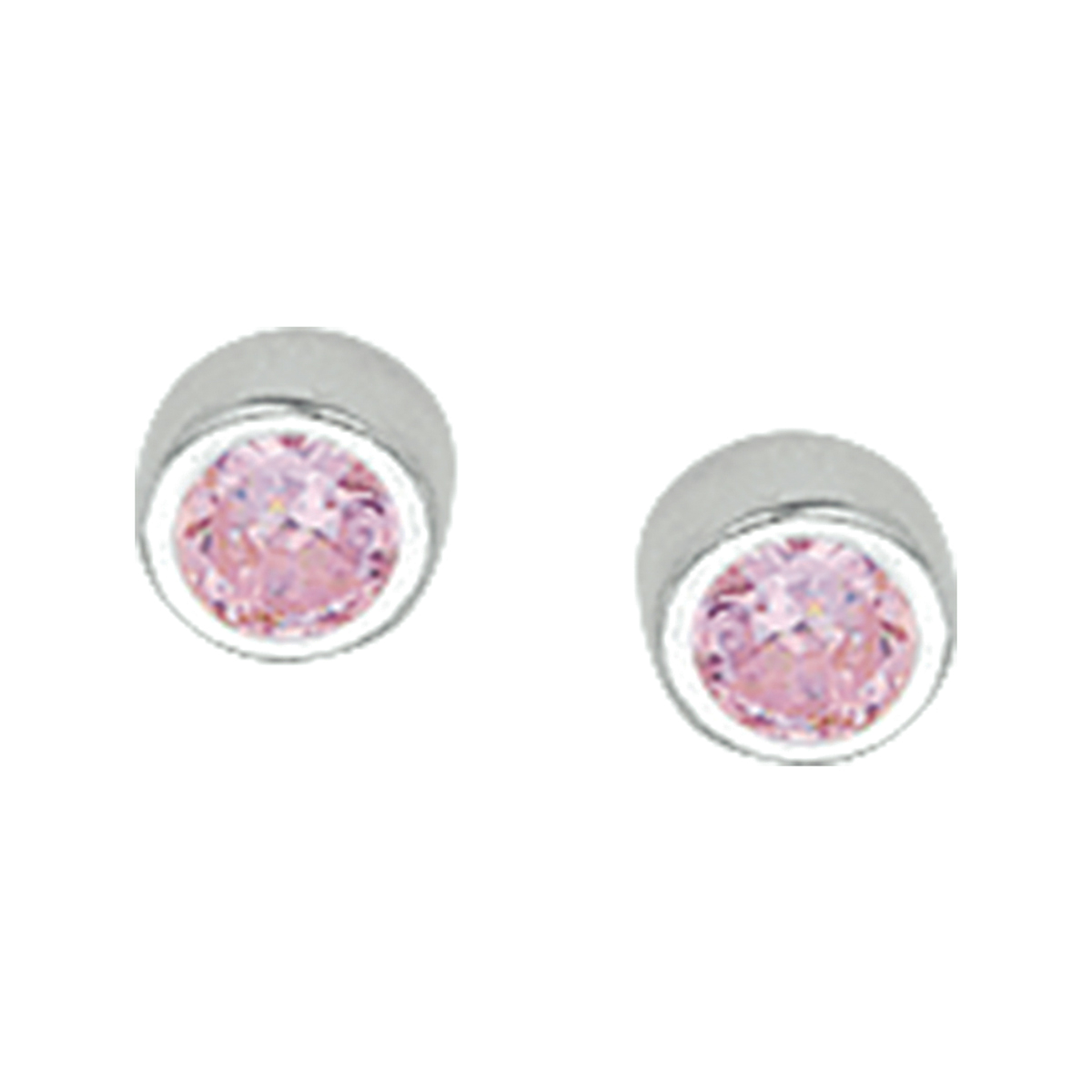 oorknoppen roze zirkonia zilver wit