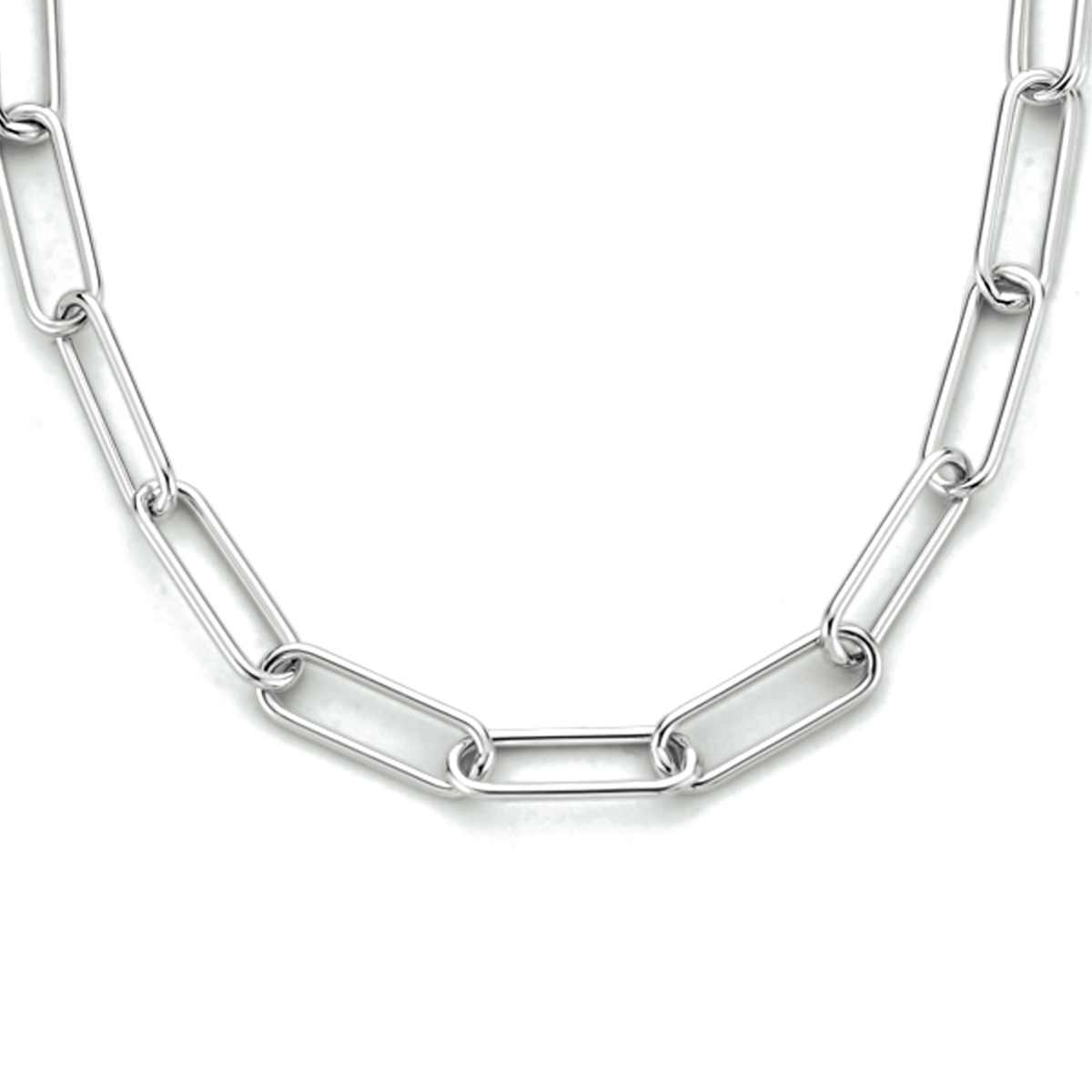 Gerhodineerd 925 zilveren collier uitgevoerd met een paperclip schakel met een breedte van 3mm. Het collier heeft een draaglengte van 45cm en een stevige karabijn sluiting.