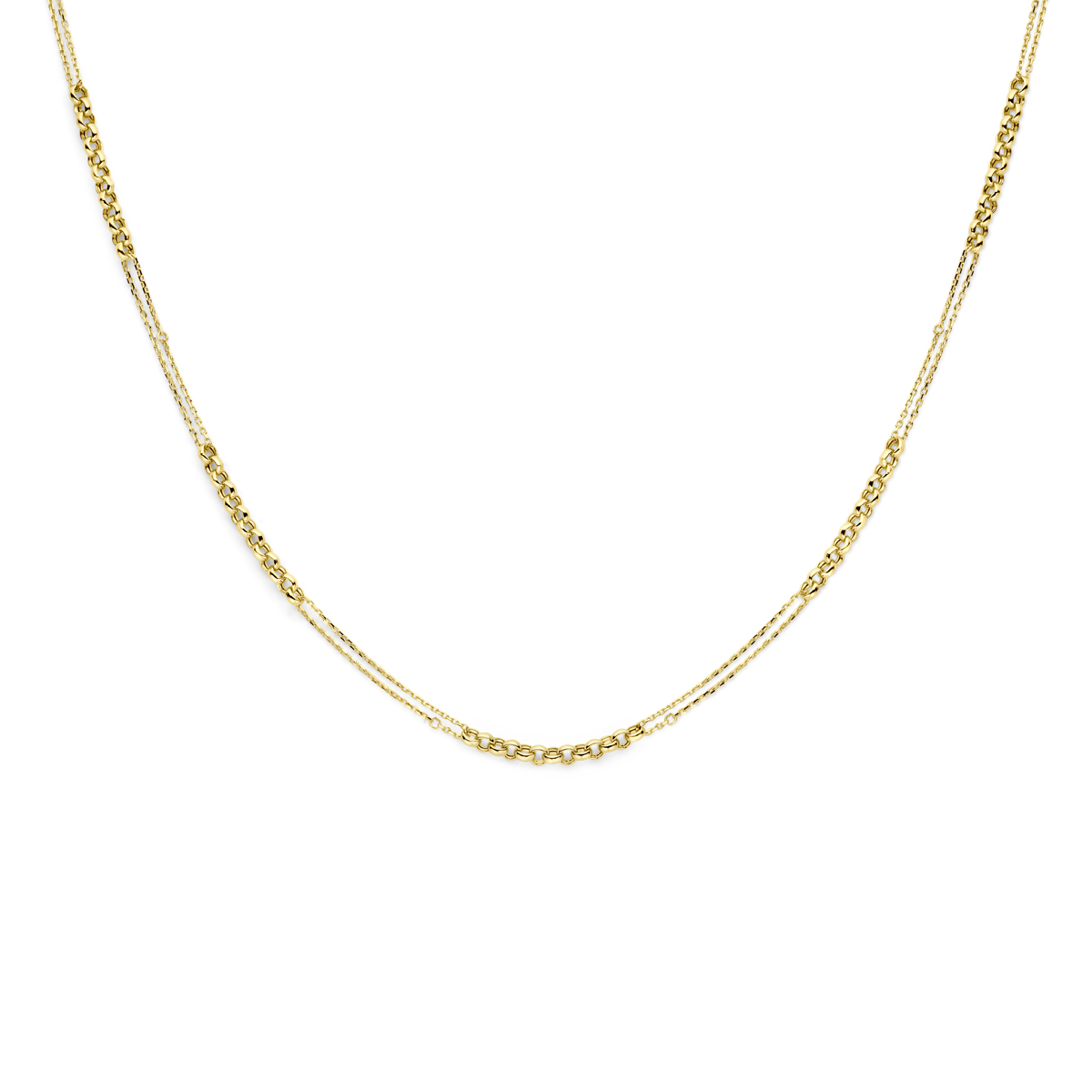 14k Geelgouden collier met een draaglengte van 41cm en een extensie van 3cm. Uitgevoerd met karabijnsluiting.