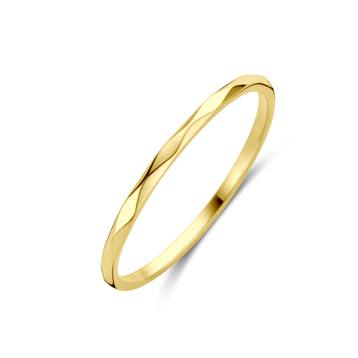 14k Geelgouden ring met een breedte van 1.5mm.