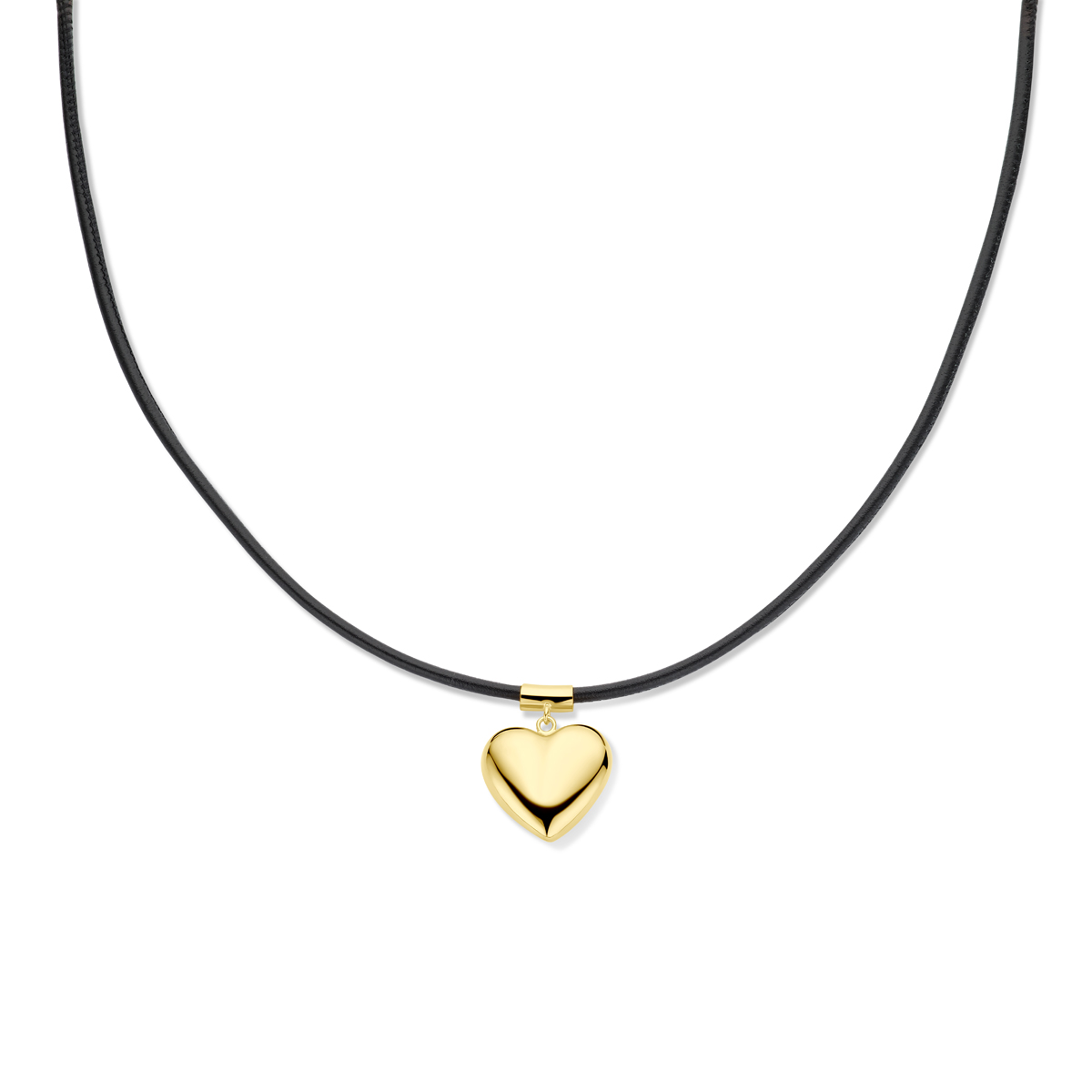 Geelgoud op 925 zilveren collier uitgevoerd met een hart. Het collier heeft draaglengte van 38cm en een extensie van 6cm. Uitgevoerd met een karabijnslot. Geen garantie op de plating.