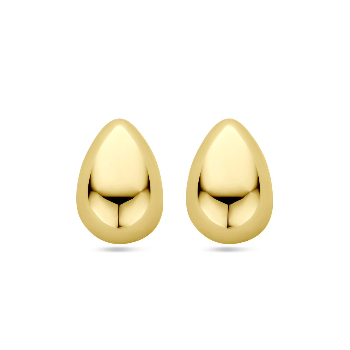 14k Geelgouden oorknoppen uitgevoerd in de vorm van een druppel. De oorknoppen hebben een afmeting van 14x9mm.