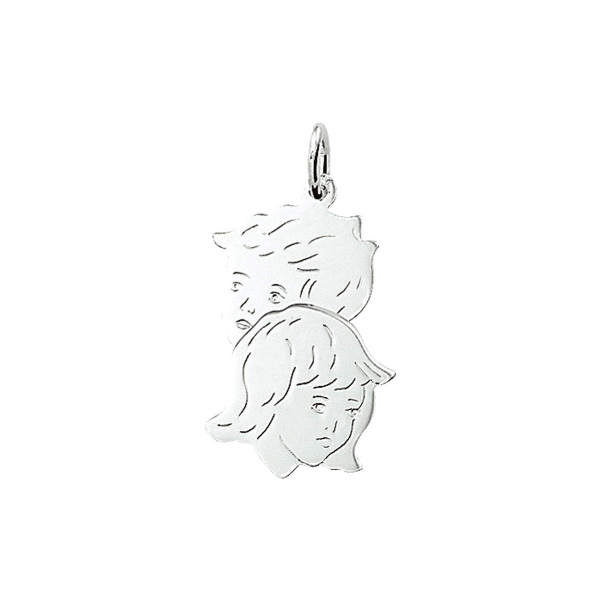 925 zilver |
Zilveren hanger kinderkopjes tweeling jongen/meisje