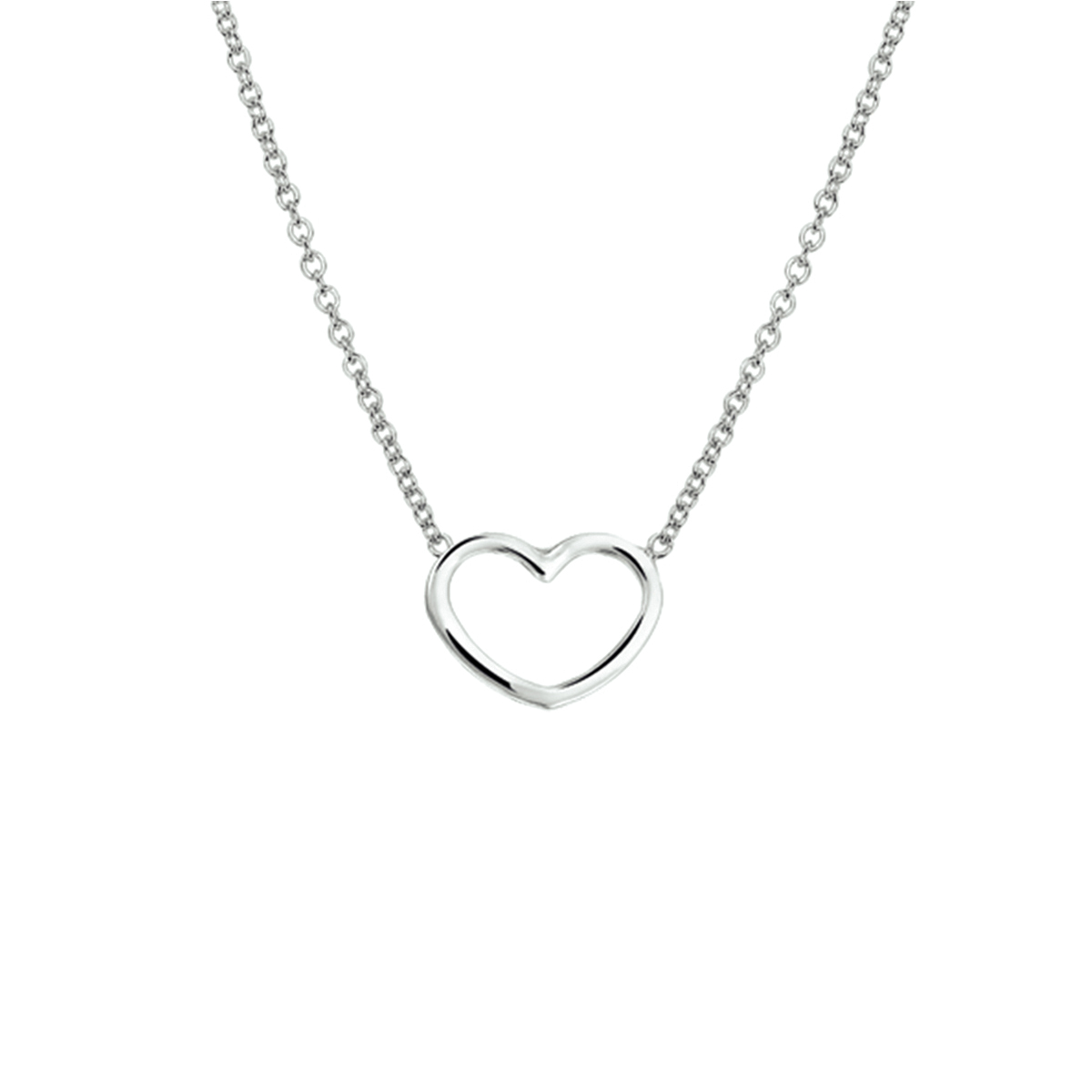 Zilver gerhodineerd collier hart 41-46 cm