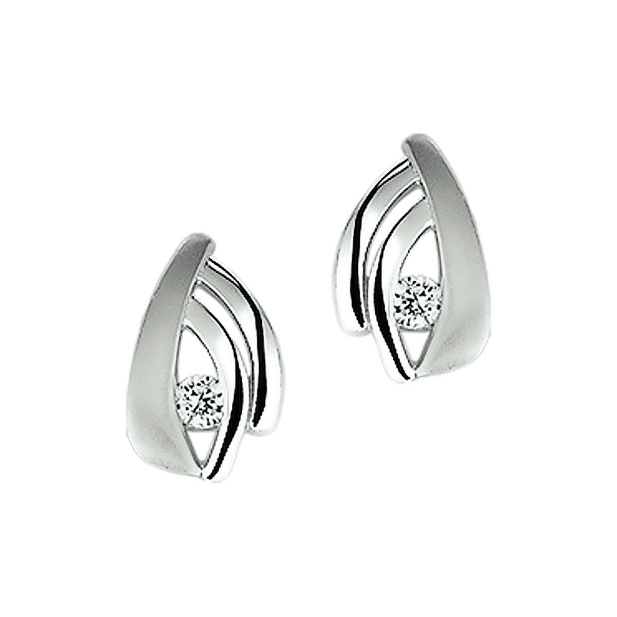 zilveren oorstekers, mat/poly + zirconia