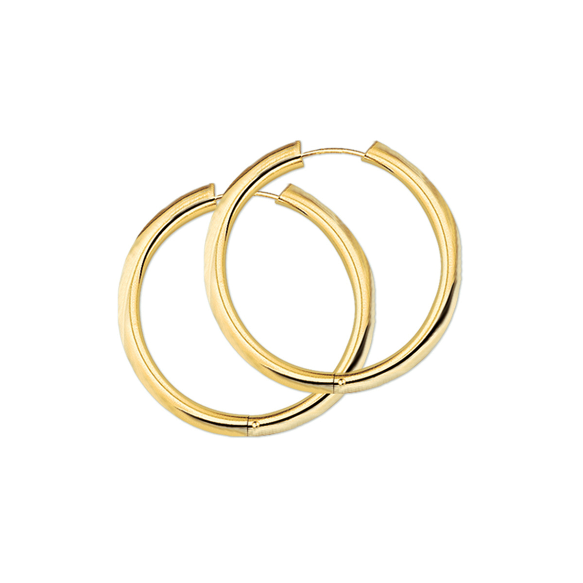 Geelgouden klapoorringen met een ronde buis.