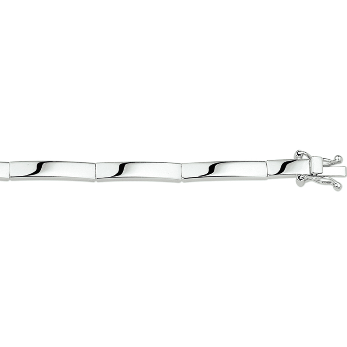 Witgouden schakelarmband van 19cm lang en 3mm breed