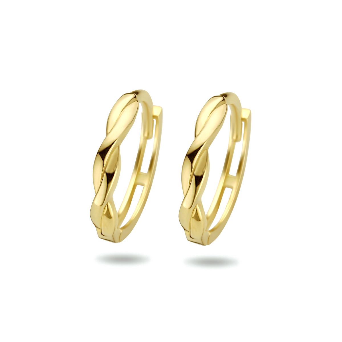 14k Geelgouden klapoorringen. De oorringen hebben een diameter van 14.5mm en een dikte van 1.7mm.