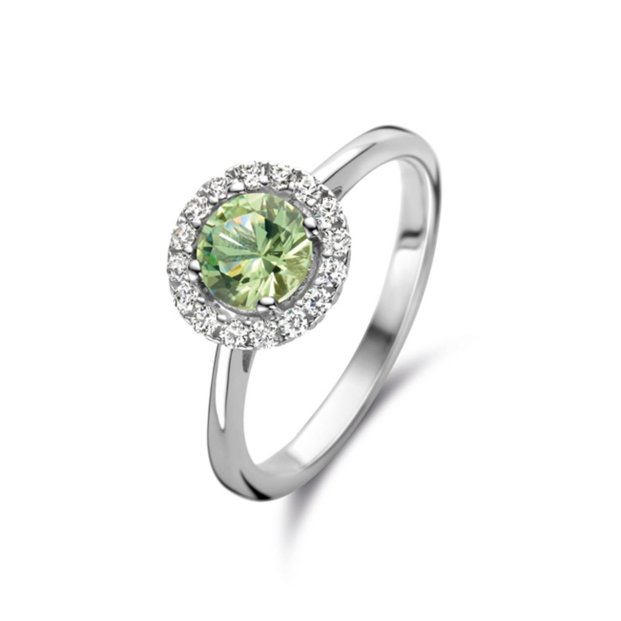 Rosa Di Luca zilver ring met zirkonia groen.