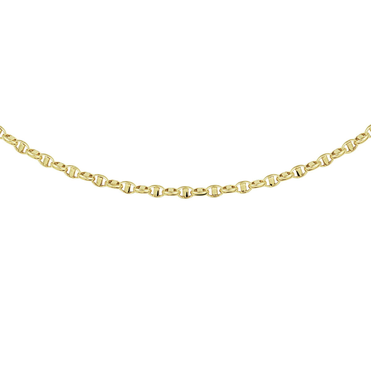 Geelgouden lengte artikel met een lengte van 45cm en met een karabijn sluiting. De schakelbreedte is 2.9mm.