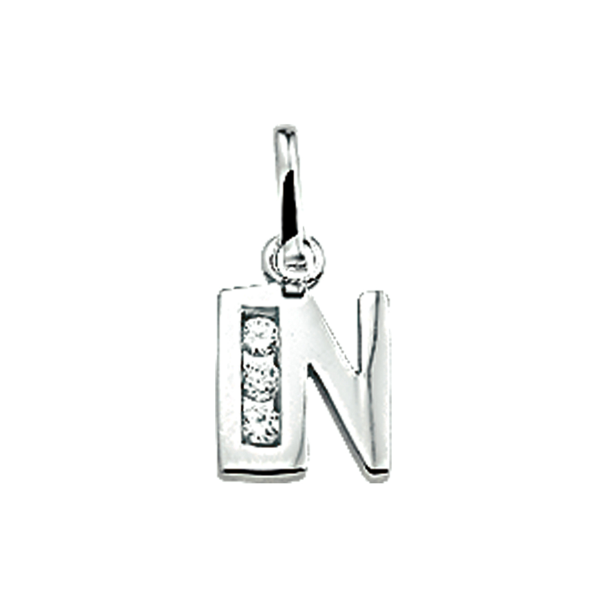 Beschrijving: Gerhodineerd zilveren hanger letter N met een hoogte van 9.5mm en een breedte van 6.5mm. Uitgevoerd met een schitterende rij van zirkonia.
Uniekenummer serie: 33598
Verpakt per: 1
Doelgroep: unisex
Breedte: 6.5 mm
Hoogte: 9.5 mm
Zetting: alliance (rail zetting)