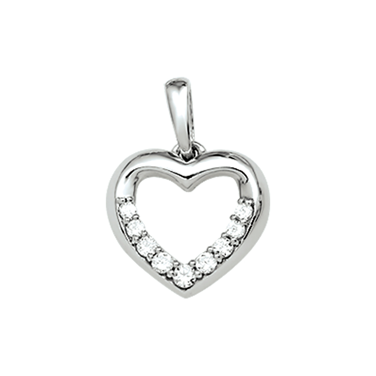 Zilver gerhodineerd
Bewerking: Poli
Voorstelling: Hart
Steensoort: Zirkonia rij
Steenkleur: Transparant
Slijpvorm: Briljant
Zetwijze: Rijzetting
Breedte: 12mm
Hoogte: 11,5mm