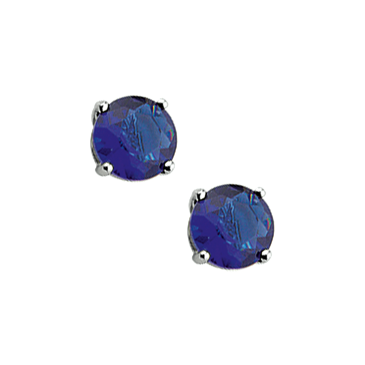 Zilveren oorknoppen met blauw zirkonia.