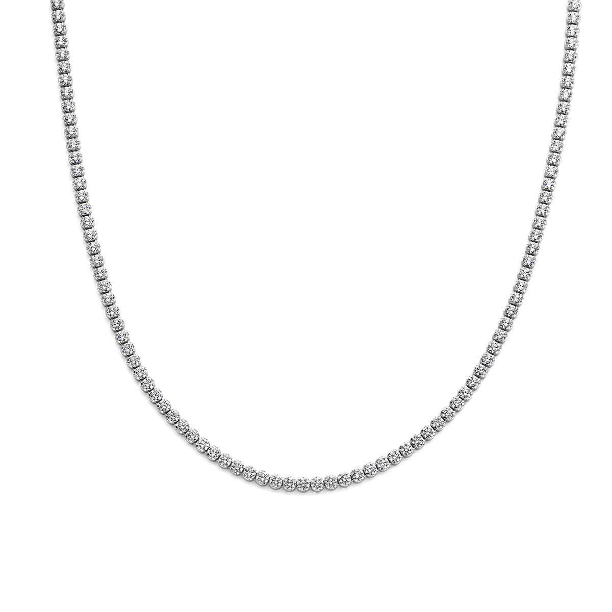 Gerhodineerd 925 zilveren collier uitgevoerd met zirkonia. Het collier heeft een draaglengte van 40cm met een extensie van 5cm. Uitgevoerd met karabijnsluiting.