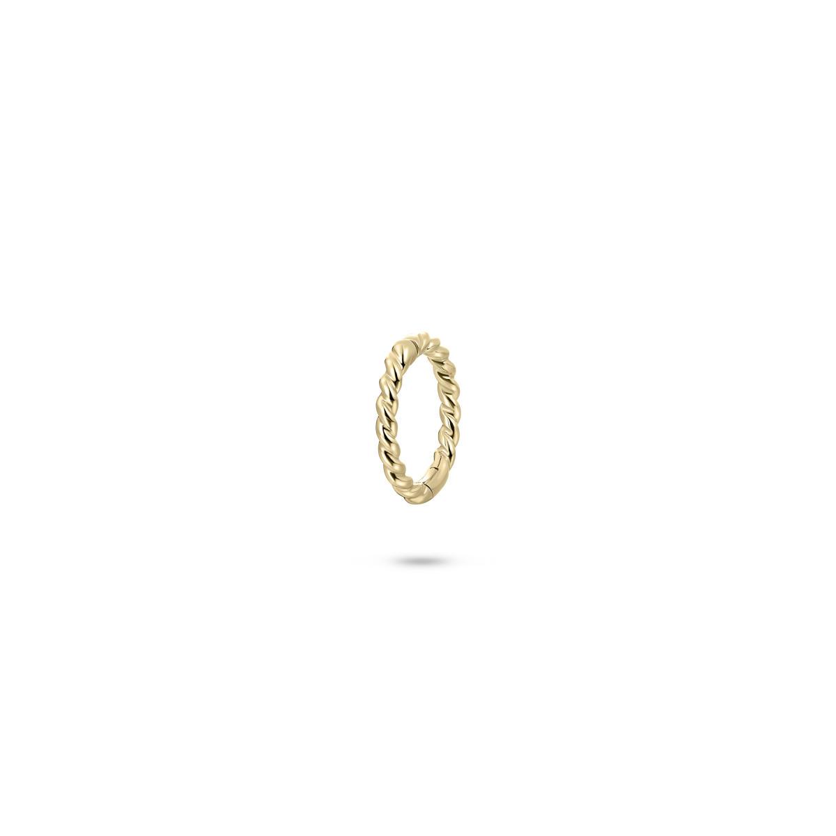 Oorringen uit de  collectie van Gisser Jewels gemaakt van 14 Karaat Geel Goud. De breedte is 1 mm. De buiten  diameter is 9 mm. De binnenzijde heeft een diameter van 6,5mm. 