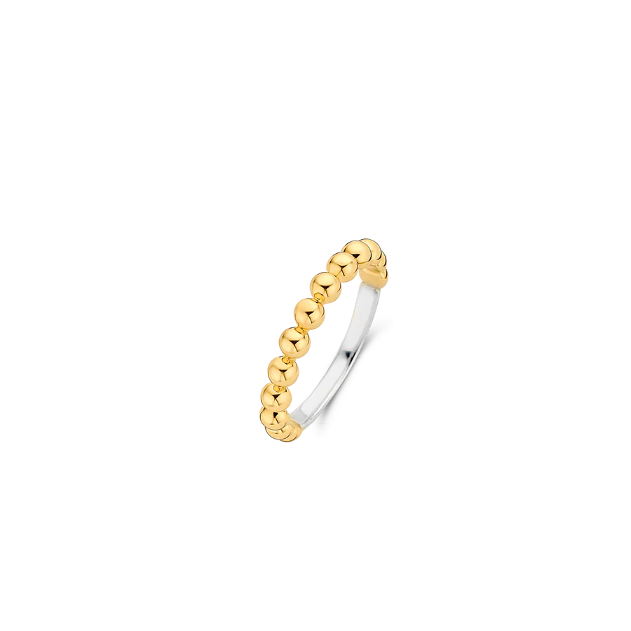 Deze zilveren TI SENTO 12181SY ring met haar gold plated bubbels wikkelen je vinger in magie. Ze houdt van zilver en gold plated, durf haar op jouw manier te combineren.