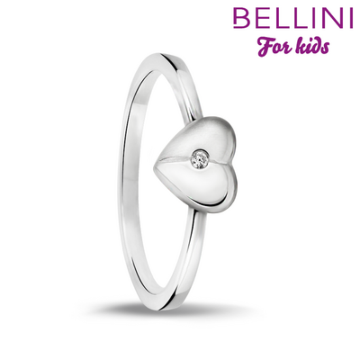 Mat en glans zirkonia ring hart