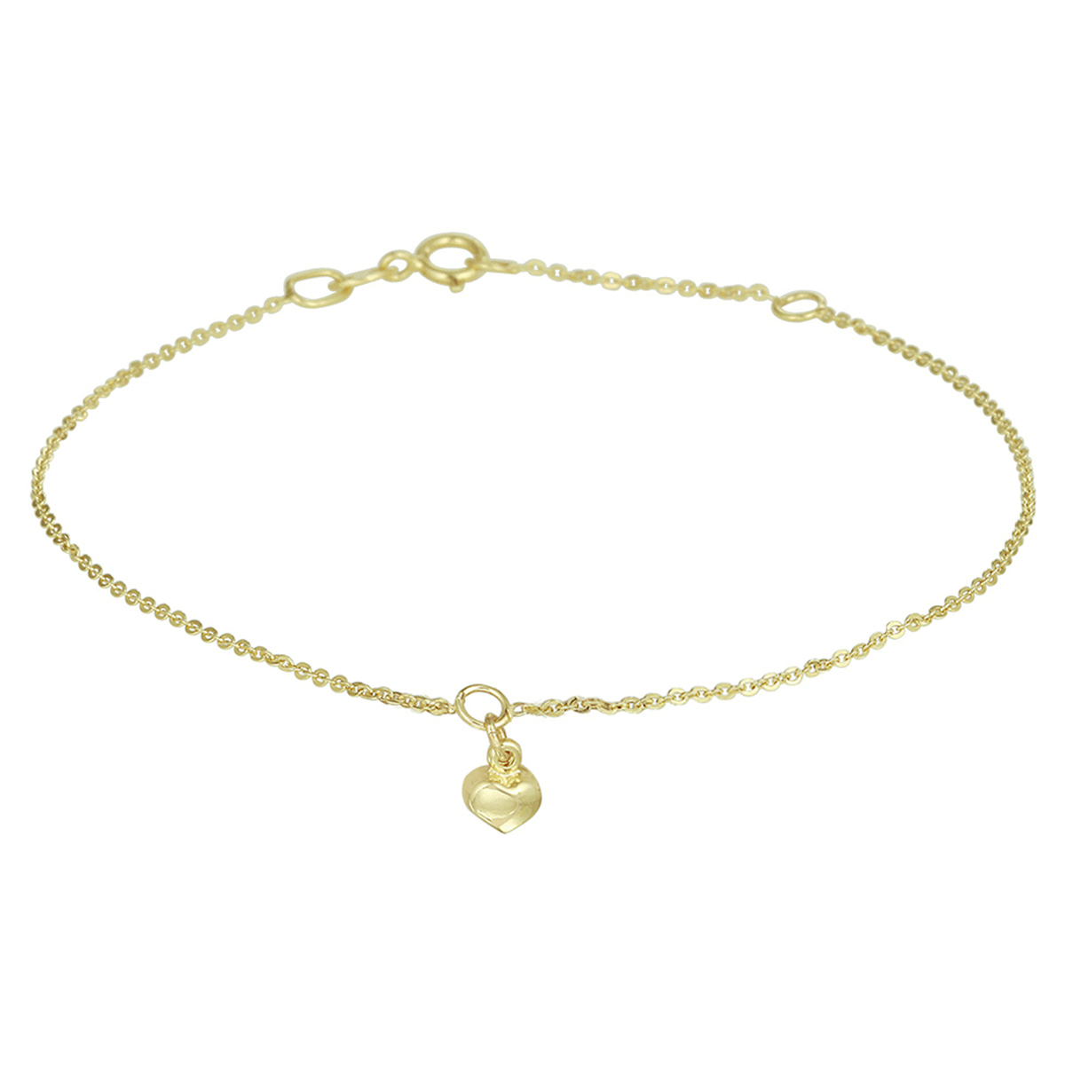 gouden enkelbandje, anker+bolhartje 24-26cm