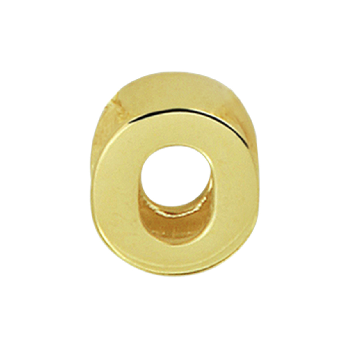 14k Geelgouden hanger uitgevoerd in de letter O. De hanger heeft een afmeting van 5.5x5.0mm.