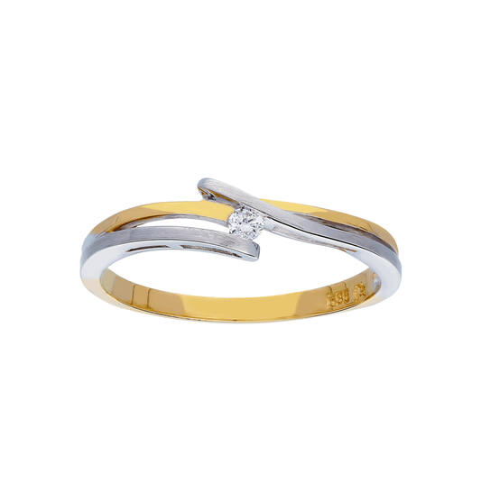Gouden bicolor ring met 0.03ct. diamant (G-Si)