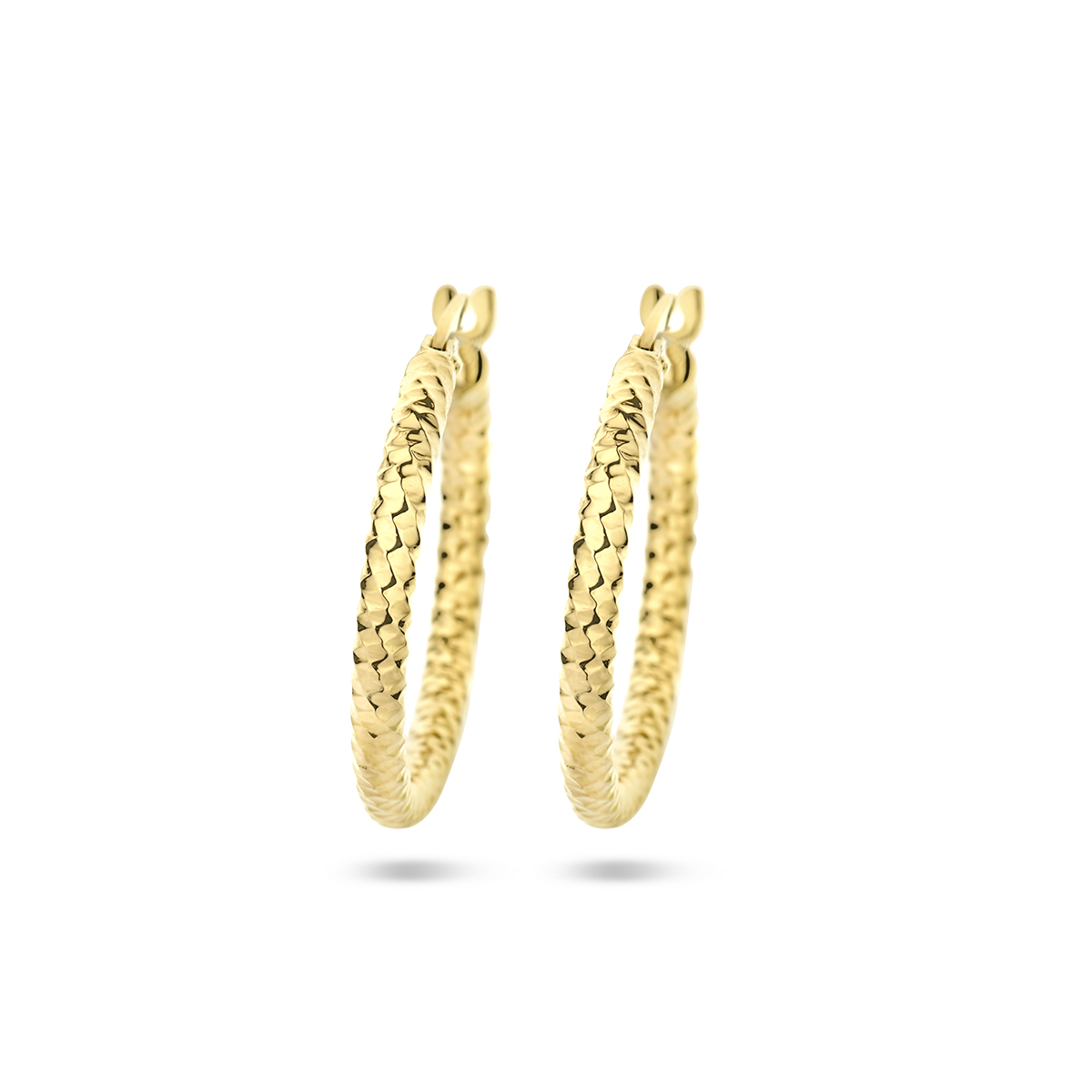 14k Geelgouden oorringen met een dikte van 2mm.