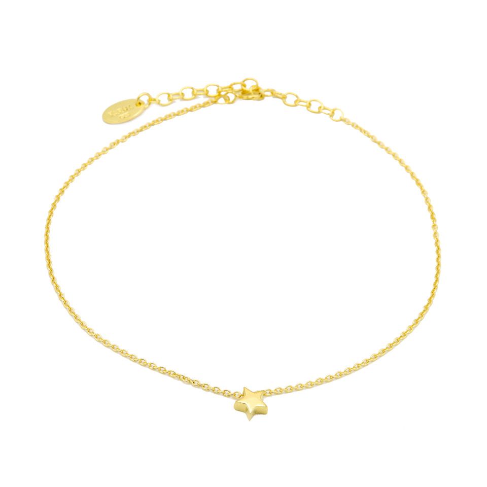zilveren Karma enkelbandje, Star Goldplated