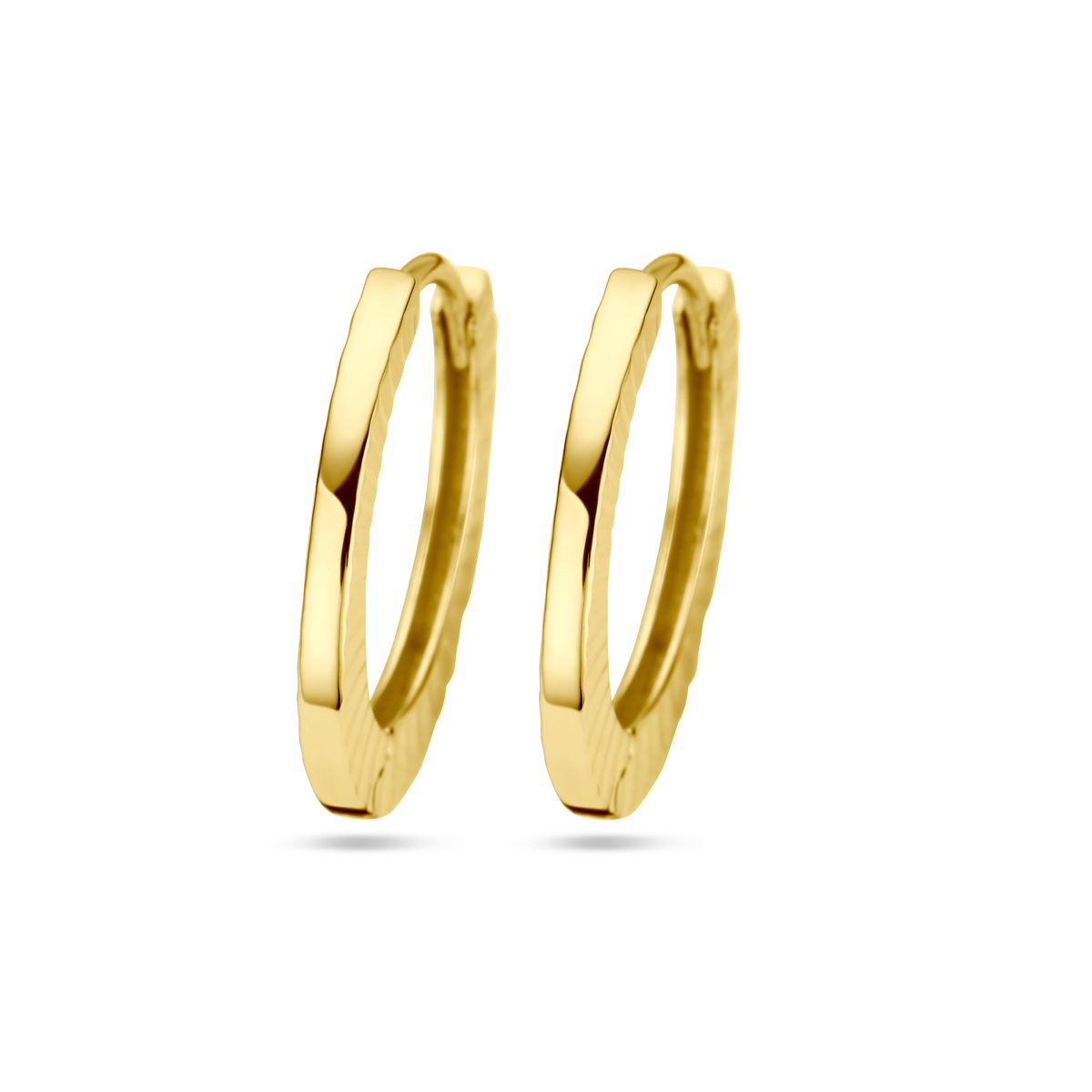 14k Geelgouden klapoorringen met een totale hoogte van 17mm.