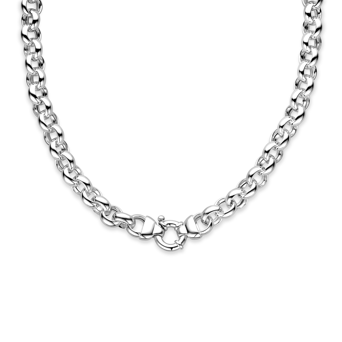 Zilveren collier met jasseron schakel.

Gender: dames
Breedte: 12.5 mm
Langste lengte: 45 mm