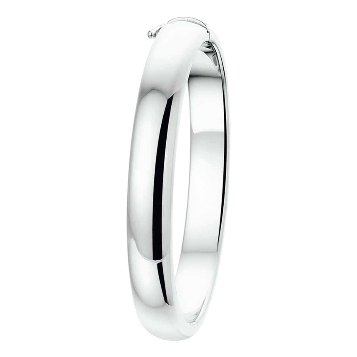 Een bangle combineer je met zowat iedere outfit. Deze armband met scharnier is gemaakt van het hoogste gehalte zilver en kan je leven lang bij je blijven...raakt nooit uit de mode. 
Breedte: 8 mm
