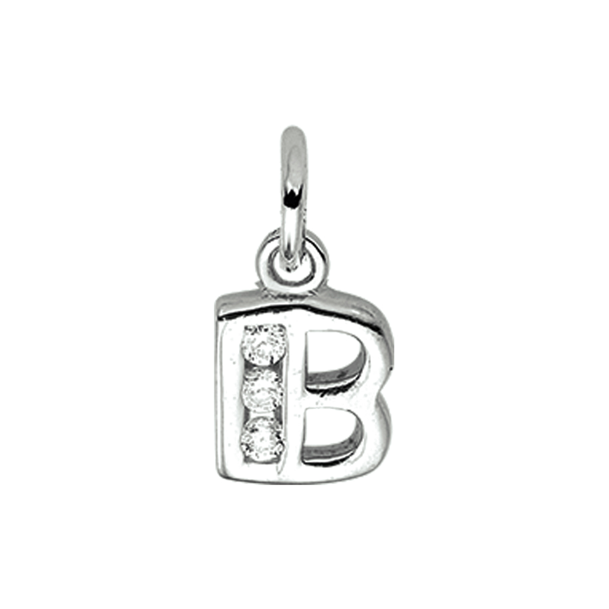 Beschrijving: Gerhodineerd zilveren hanger letter B met een hoogte van 9.5mm en een breedte van 6.5mm. Uitgevoerd met een schitterende rij van zirkonia.
Uniekenummer serie: 33598
Verpakt per: 1
Doelgroep: unisex
Zetting: alliance (rail zetting)