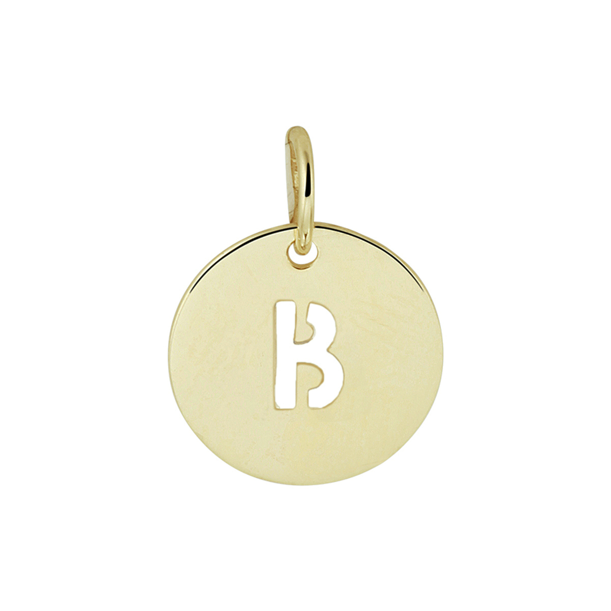 Geelgouden ronde letter B hanger. De hanger heeft een diameter van 10mm en een totale hoogte van 13mm. Tip: Combineer deze betekenisvolle hanger met een bijpassend collier en geef deze cadeau aan een speciaal persoon.