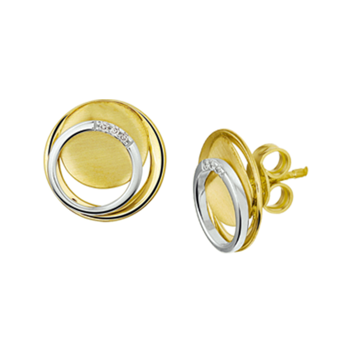 Beschrijving: Bicolor wit- en geelgouden oorknoppen met diamant.
Doelgroep: dames