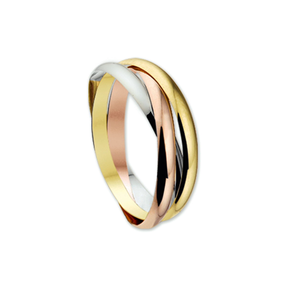 Beschrijving: Drie kleuren goud - drie verschillende waarden. Geelgoud staat voor vriendschap rosegoud voor liefde en witgoud voor trouw. Details: Tricolor wit- rose- en geelgouden ring bestaande uit 3 in elkaar geplaatste losse banden.
Uniekenummer serie: 26644
Verpakt per: 1
Doelgroep: dames
Ringmaat: 18.50 mm (58)
Breedte: 2 mm