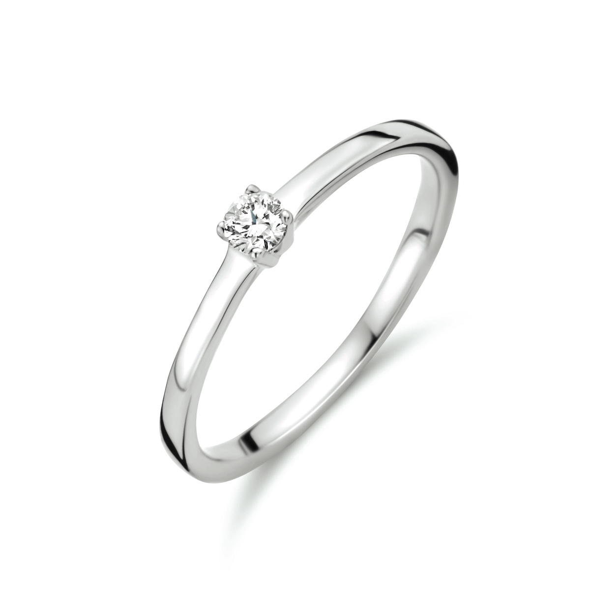 14k Witgouden ring uitgevoerd met een schitterende diamant.