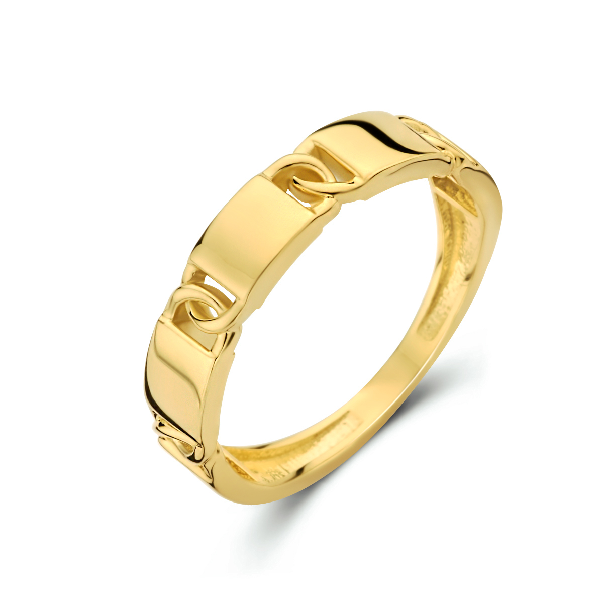 14k Geelgouden ring met een breedte van 4mm maat 16,5