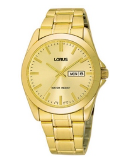 Lorus  RJ608AX-9 heren pols horloge goudkleurig met goudkleurige band met klapsluiting.