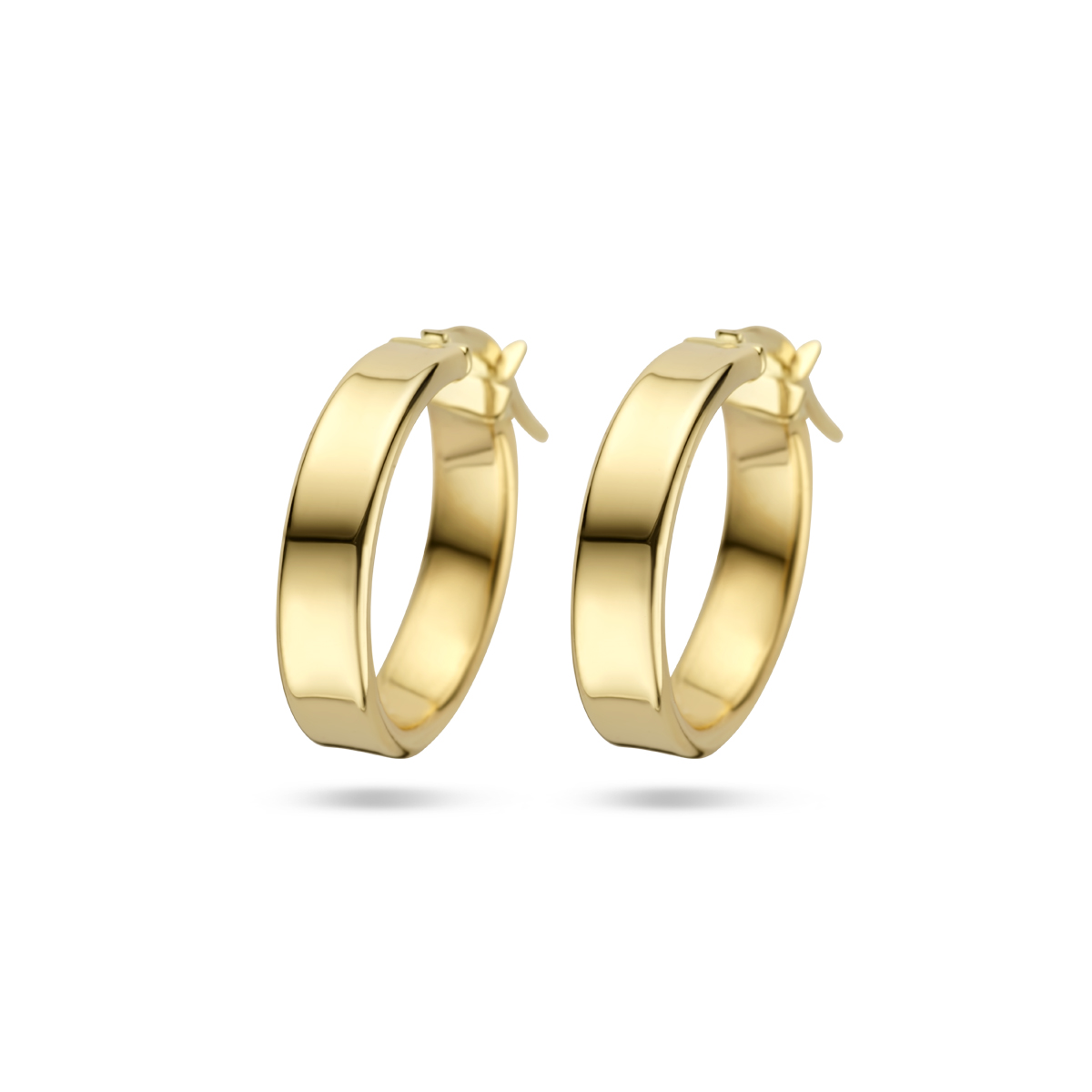 14k Geelgouden oorringen met dikte van 4mm.