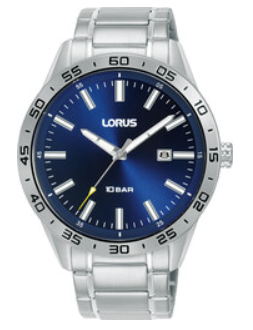 Lorus heren pols horloge staal met stalen band met klap sluiting. 10 ATM weaterdicht.