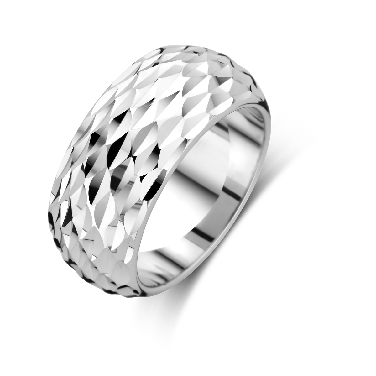 Gerhodineerd 925 zilveren ring met een breedte van 9mm.