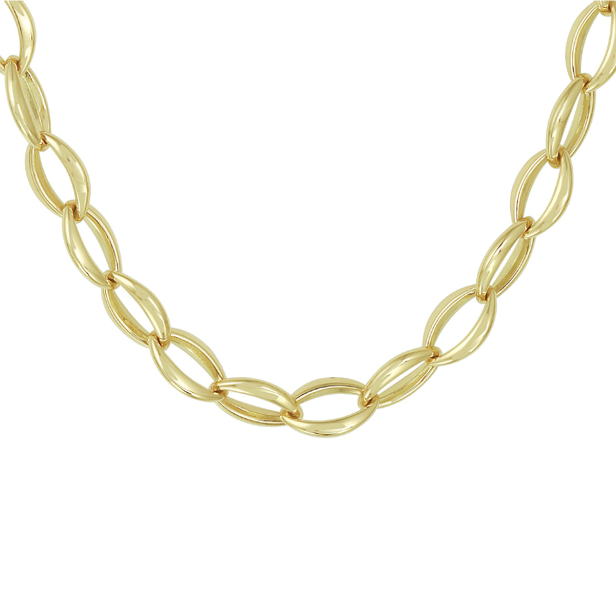 Geelgouden anker collier met een draaglengte van 45cm en een schakelbreedte van 8.8mm. Het collier heeft een poli afwerking en is uitgevoerd met een stevige karabijn sluiting.