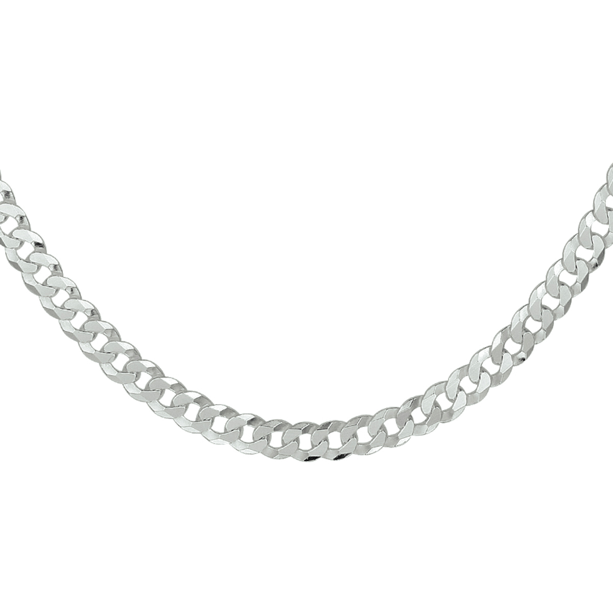 Gerhodineerd 925 zilveren gourmette lengte artikel met een schakelbreedte van 5.4mm. Het lengte artikel heeft een karabijn sluiting en een draaglengte van 50cm.