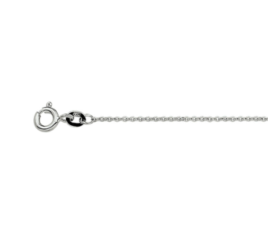 14 Karaat witgoud Anker collier 45 cm lang met veerring sluiting.