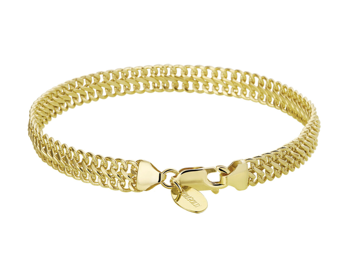 Gouden armband met een kern van zilver , lengte 18.5 cm.