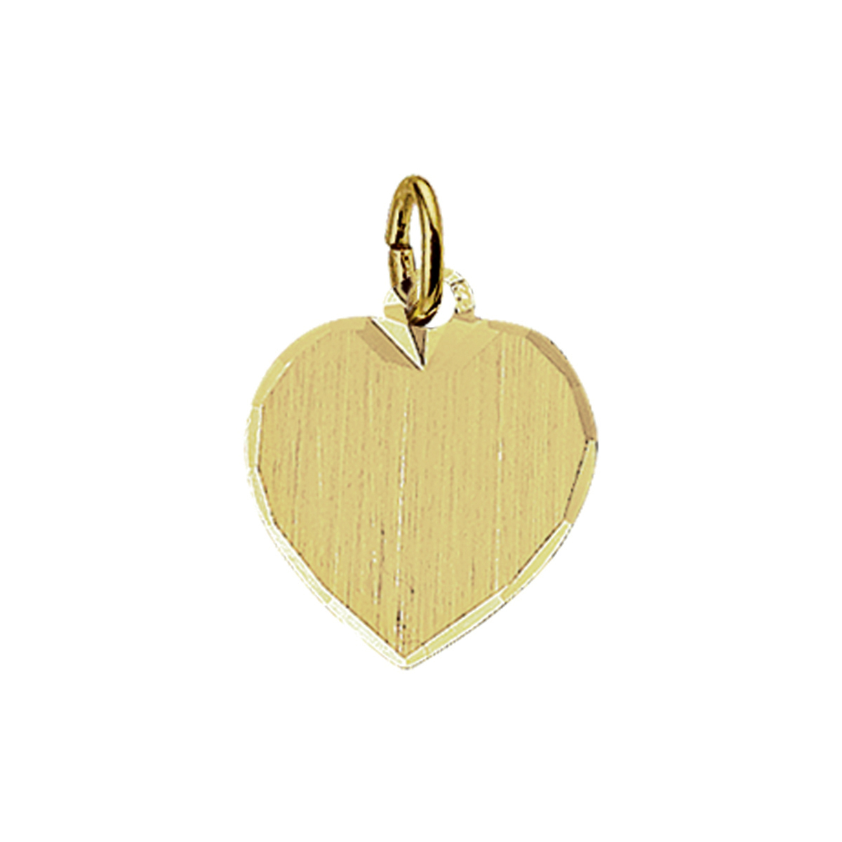 Geelgouden graveerhanger met een gediamanteerde afwerking. 
Breedte: 13 mm
Hoogte: 13 mm