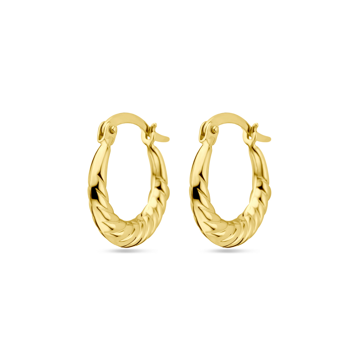 14k Geelgouden oorringen met een afmeting van 17x3mm.